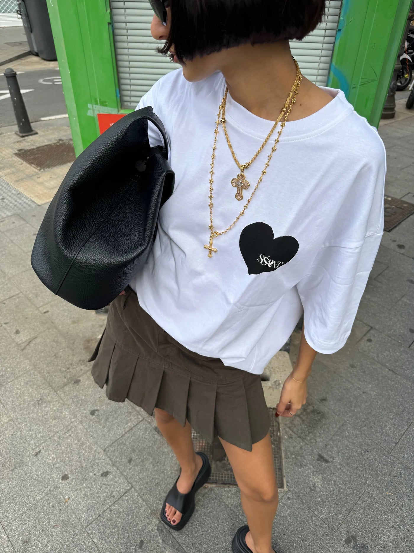 SŚAINT HEART TEE WHITE/BLACK| BABY LEMONADE STORE