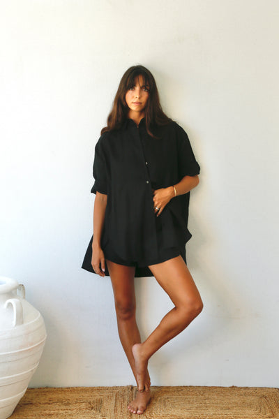 THE LINE BOWIE LINEN SHIRT BLACK | BABY LEMONADE STORE