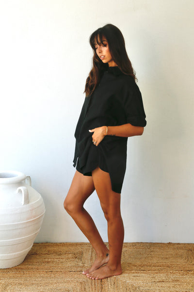 THE LINE BOWIE LINEN SHIRT BLACK | BABY LEMONADE STORE