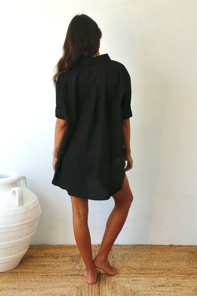 THE LINE BOWIE LINEN SHIRT BLACK | BABY LEMONADE STORE