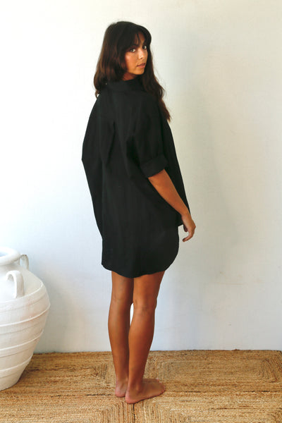 THE LINE BOWIE LINEN SHIRT BLACK | BABY LEMONADE STORE