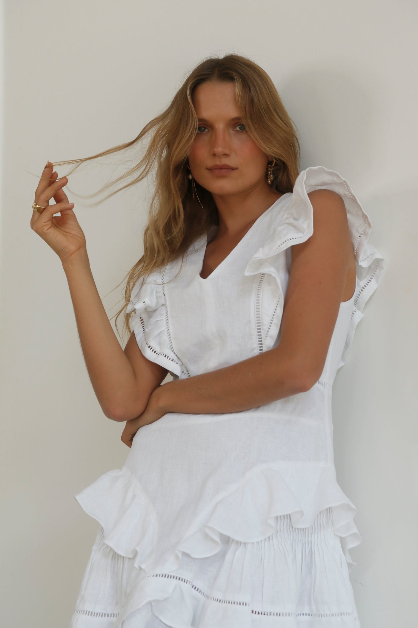 Audrey Dress in White Linen by The Line for Baby Lemonade Store
