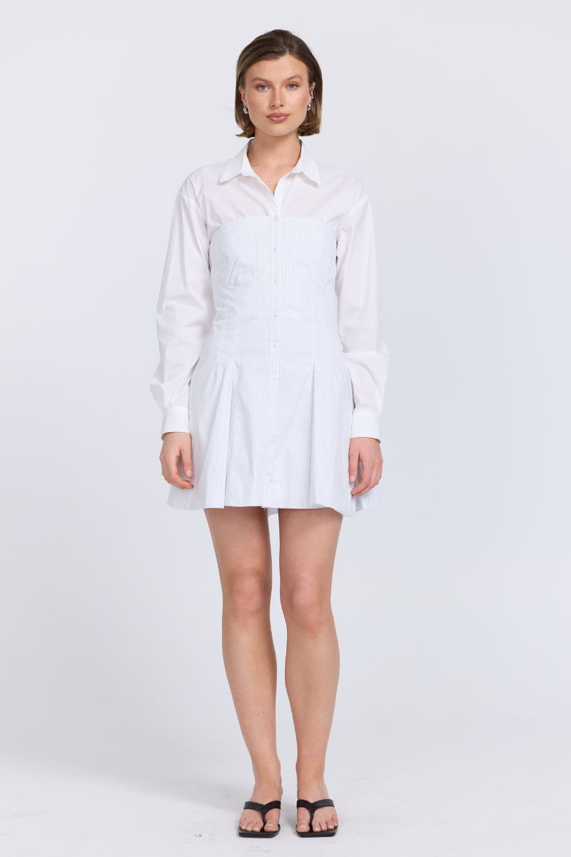 SOVERE STUDIO PERPETUAL SHIRT DRESS WHITE