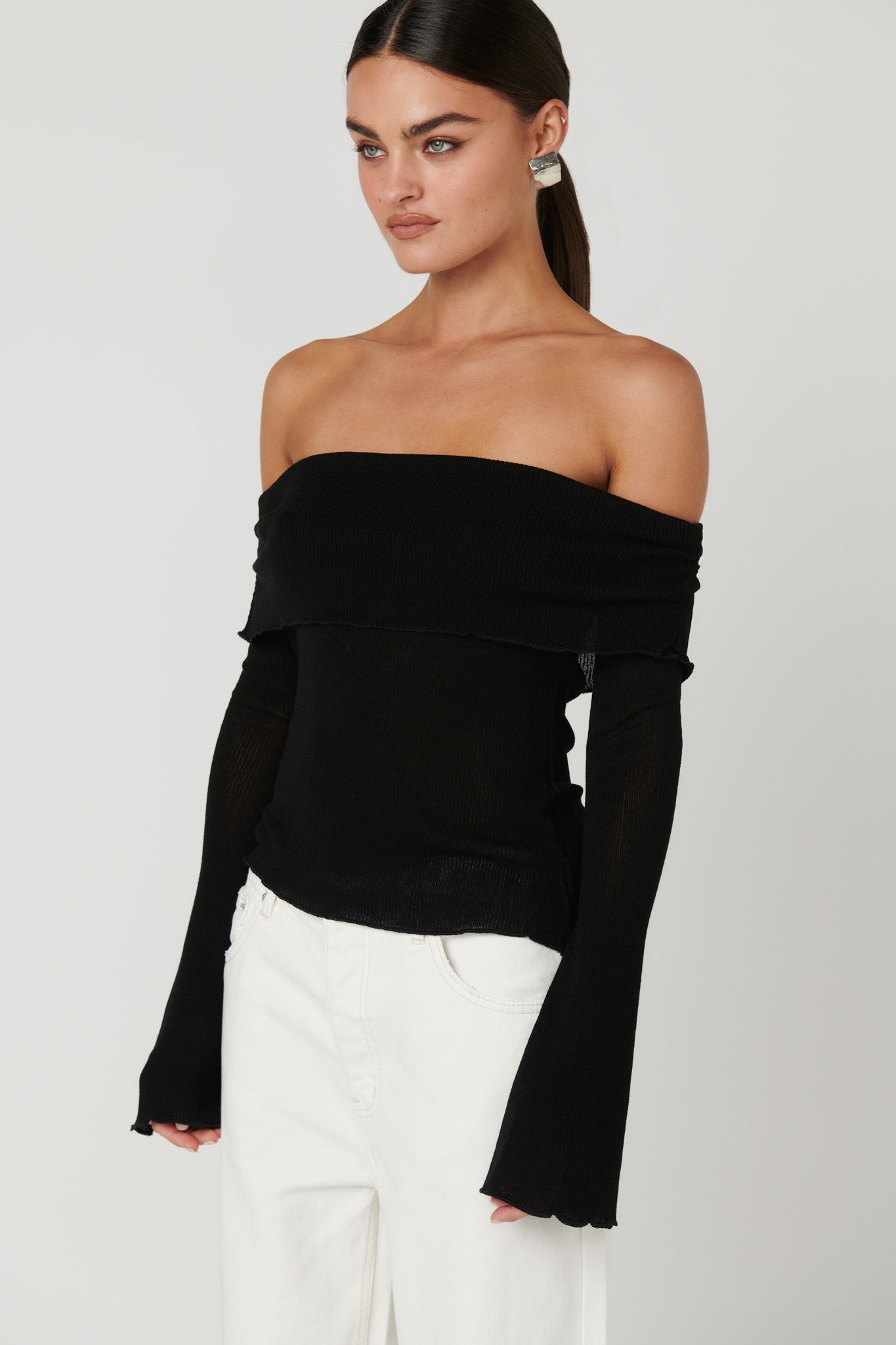 BAYSE SAYLA OFF THE SHOULDER TOP BLACK