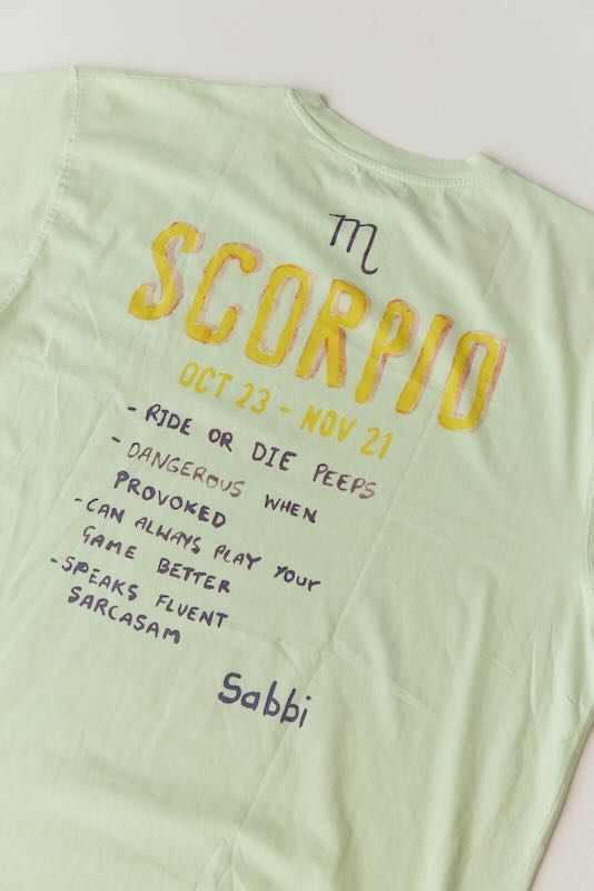 Sabbi The Scorpio Star Sign Cotton Vintage Wash Tee