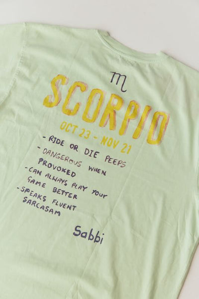 Sabbi The Scorpio Star Sign Cotton Vintage Wash Tee