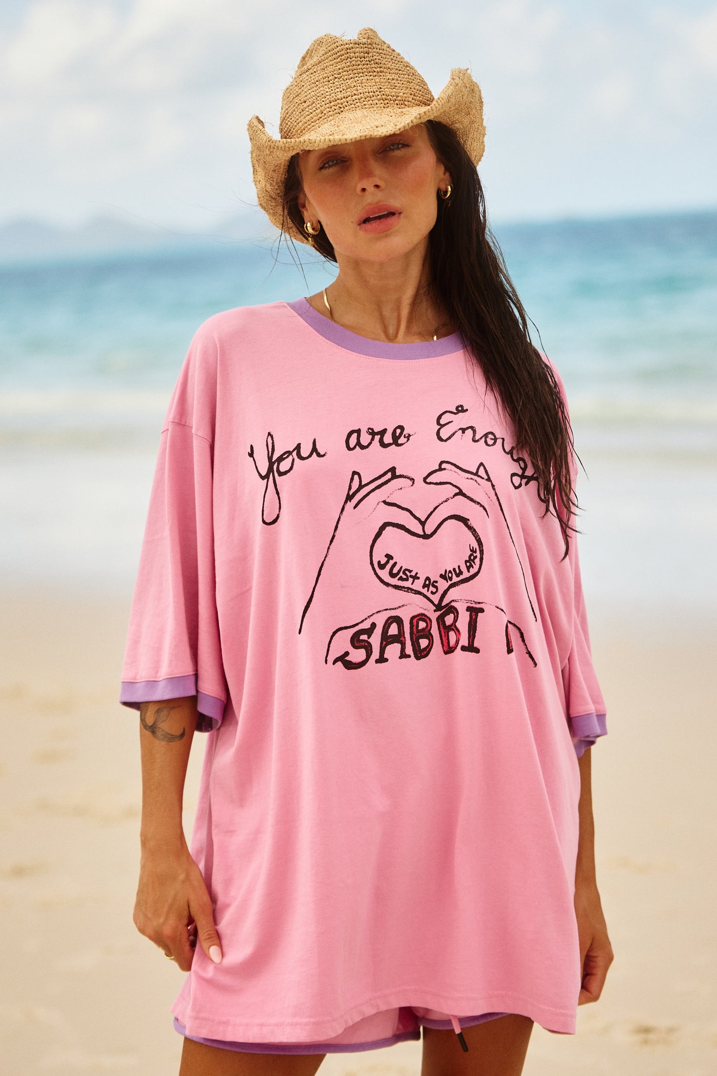 SABBI THE VERY OVERSIZED YOU'RE ENOUGH TEE PINK