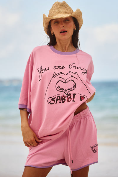 SABBI THE VERY OVERSIZED YOU'RE ENOUGH TEE PINK