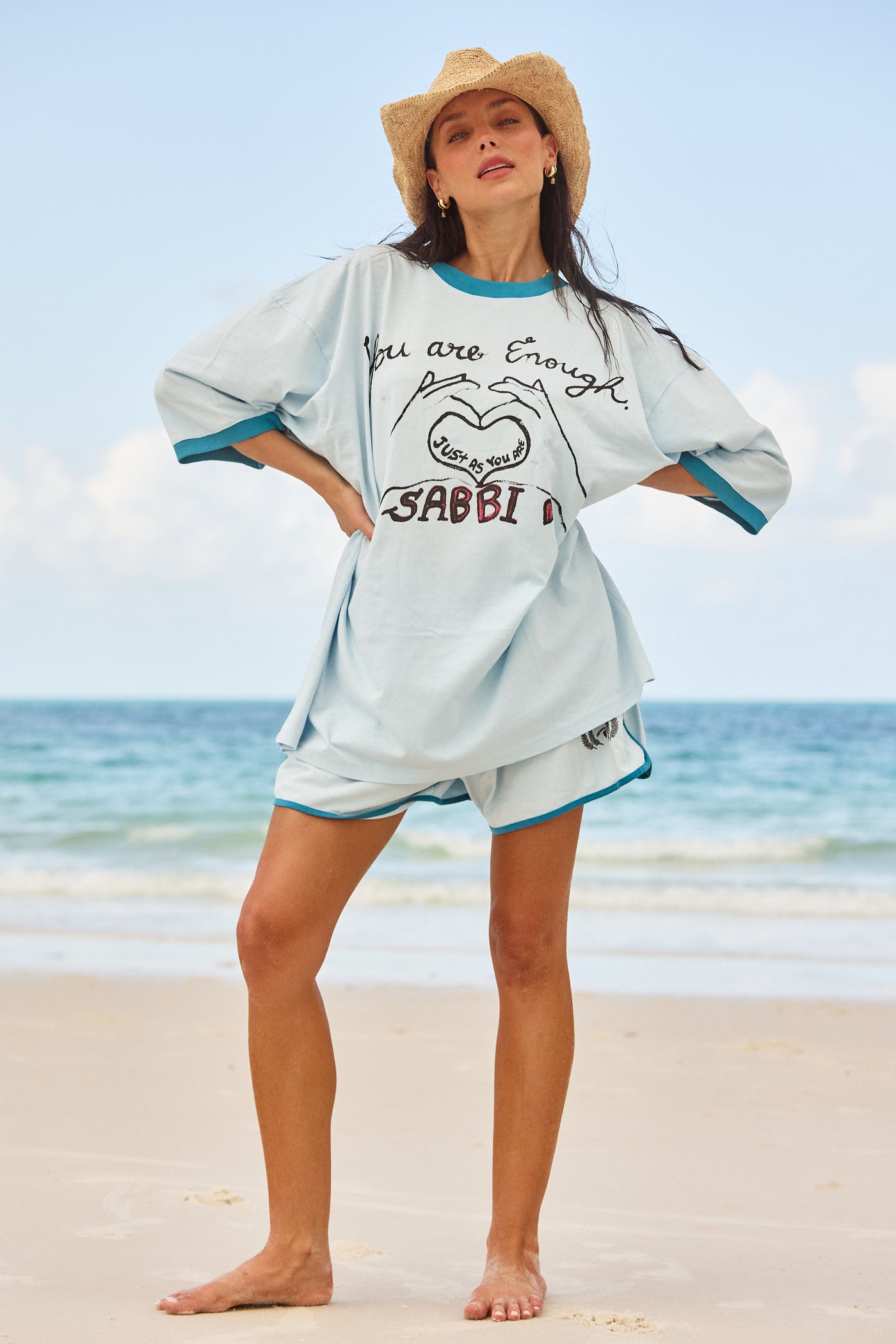 SABBI THE VERY OVERSIZED YOU'RE ENOUGH TEE SKY