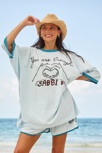 SABBI THE VERY OVERSIZED YOU'RE ENOUGH TEE SKY