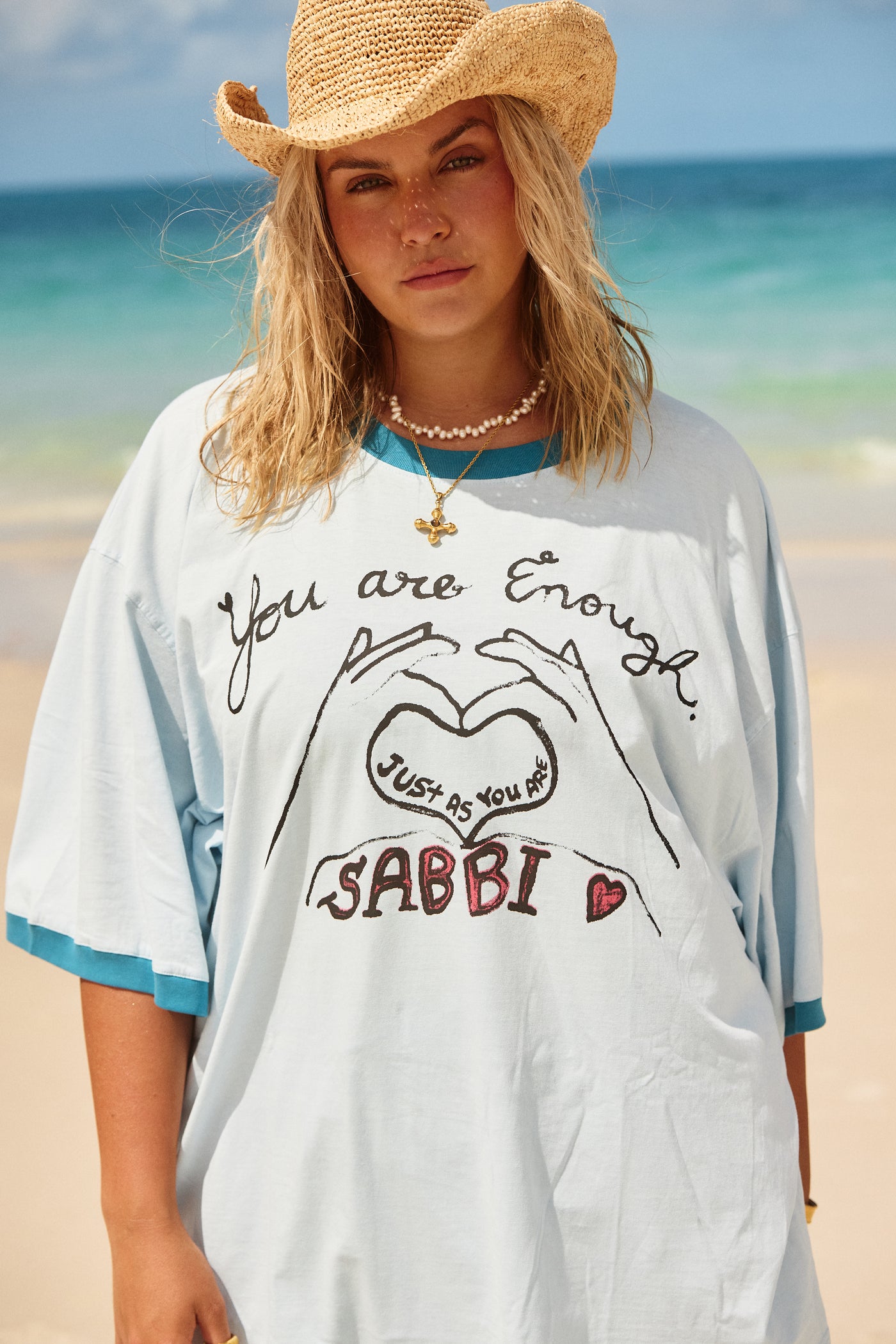 SABBI THE VERY OVERSIZED YOU'RE ENOUGH TEE SKY