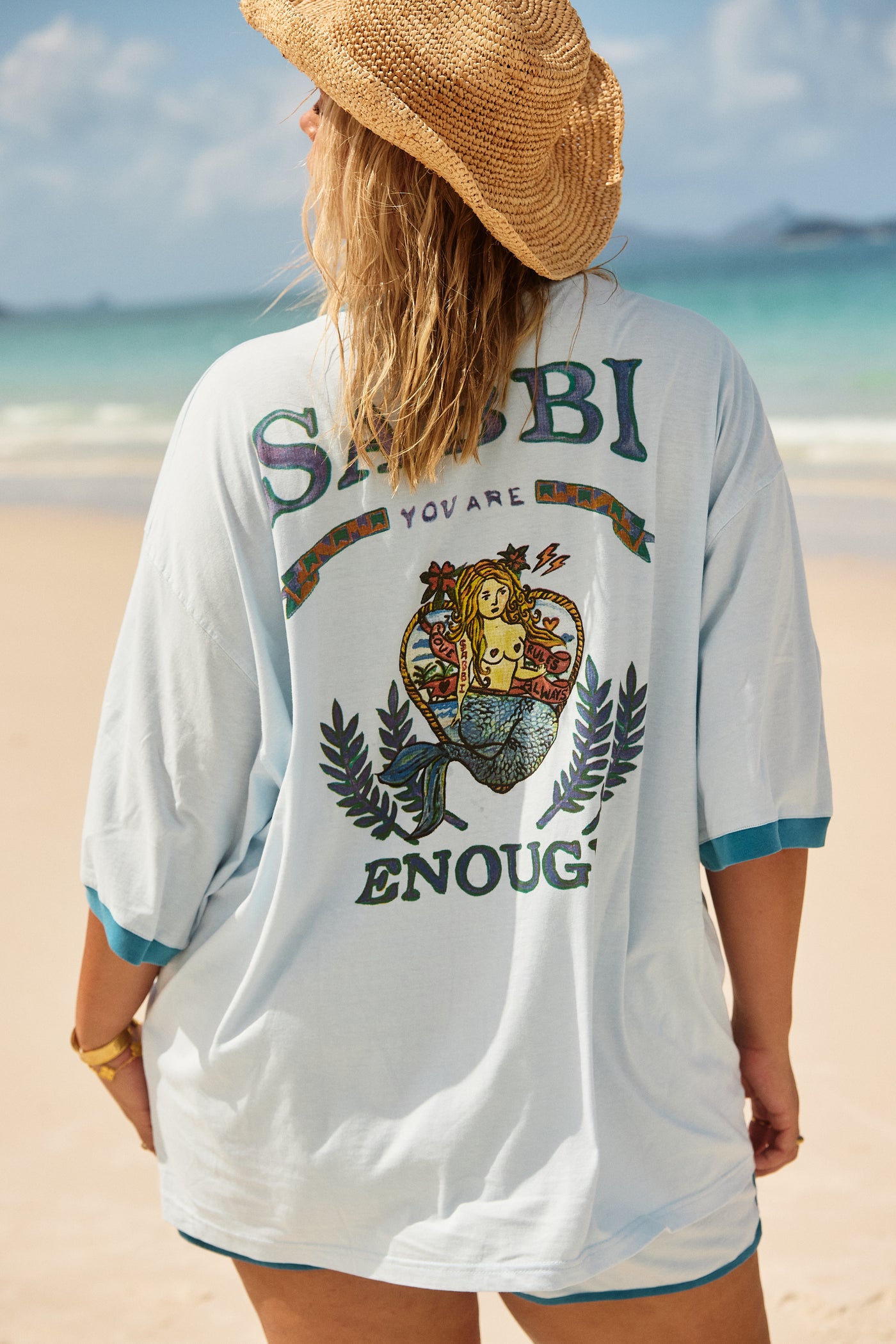 SABBI THE VERY OVERSIZED YOU'RE ENOUGH TEE SKY