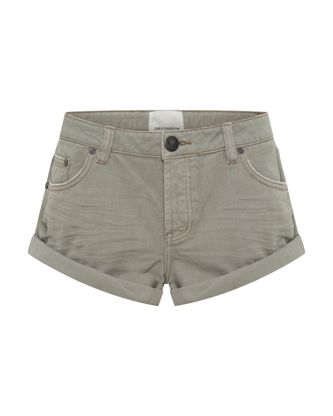 ONE TEASPOON BANDITS DENIM SHORTS FADED KHAKI | BABY LEMONADE STORE