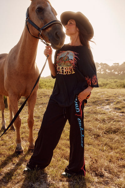 SABBI THE VERY OVERSIZED FLAMING COWBOY TEE BLACK