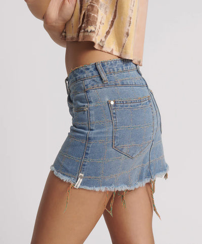 ONE TEASPOON JUNKYARD DENIM MINI SKIRT TROPICAL BLUE | BABY LEMONADE STORE