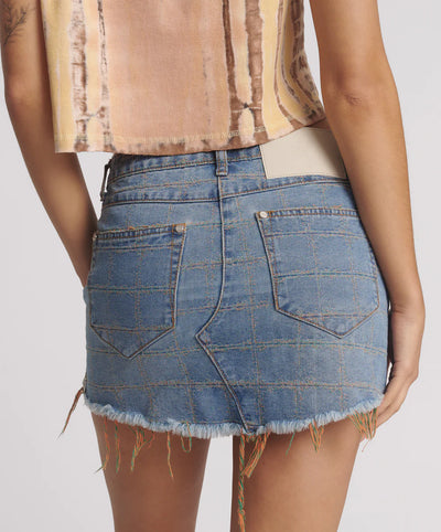 ONE TEASPOON JUNKYARD DENIM MINI SKIRT TROPICAL BLUE | BABY LEMONADE STORE