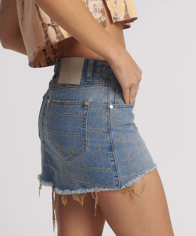 ONE TEASPOON JUNKYARD DENIM MINI SKIRT TROPICAL BLUE | BABY LEMONADE STORE