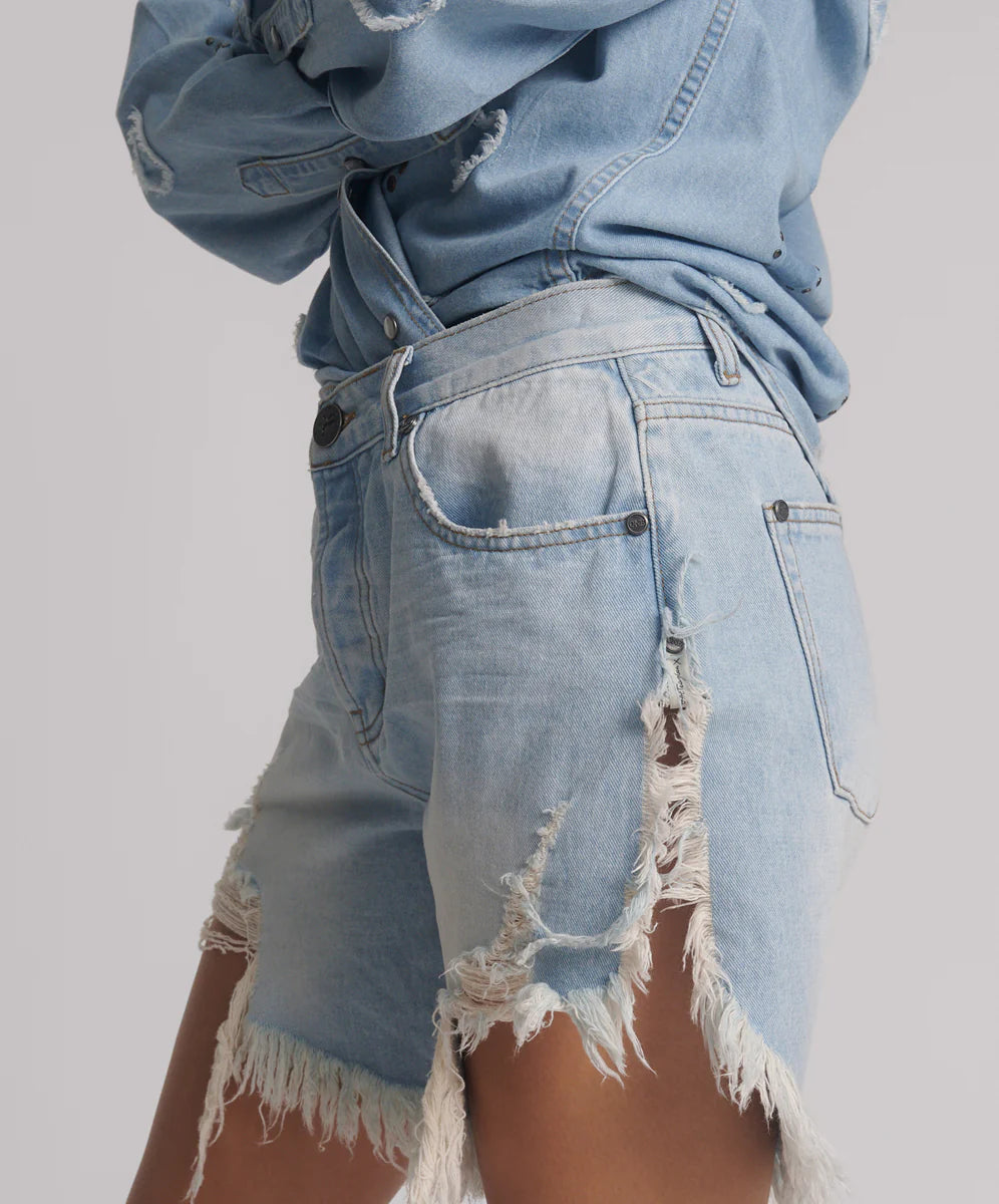 ONE TEASPOON FRANKIES DENIM SHORTS BLUE HEART| BABY LEMONADE STORE