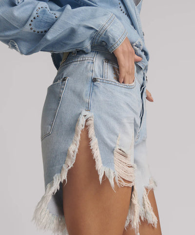 ONE TEASPOON FRANKIES DENIM SHORTS BLUE HEART| BABY LEMONADE STORE