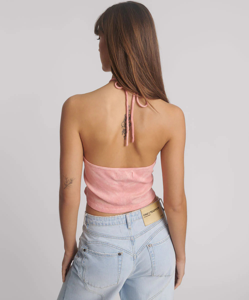 ONE TEASPOON TIE DIE HEART HALTER TOP PINK | BABY LEMONADE STORE