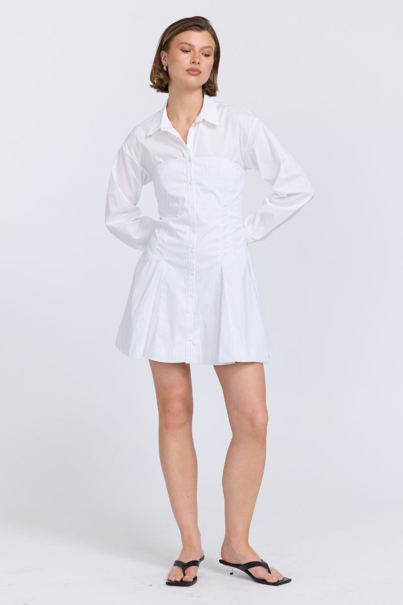 SOVERE STUDIO PERPETUAL SHIRT DRESS WHITE