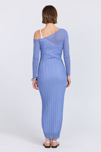 SOVERE DUALITY KNIT DRESS PACIFIC BLUE OFF WHITE