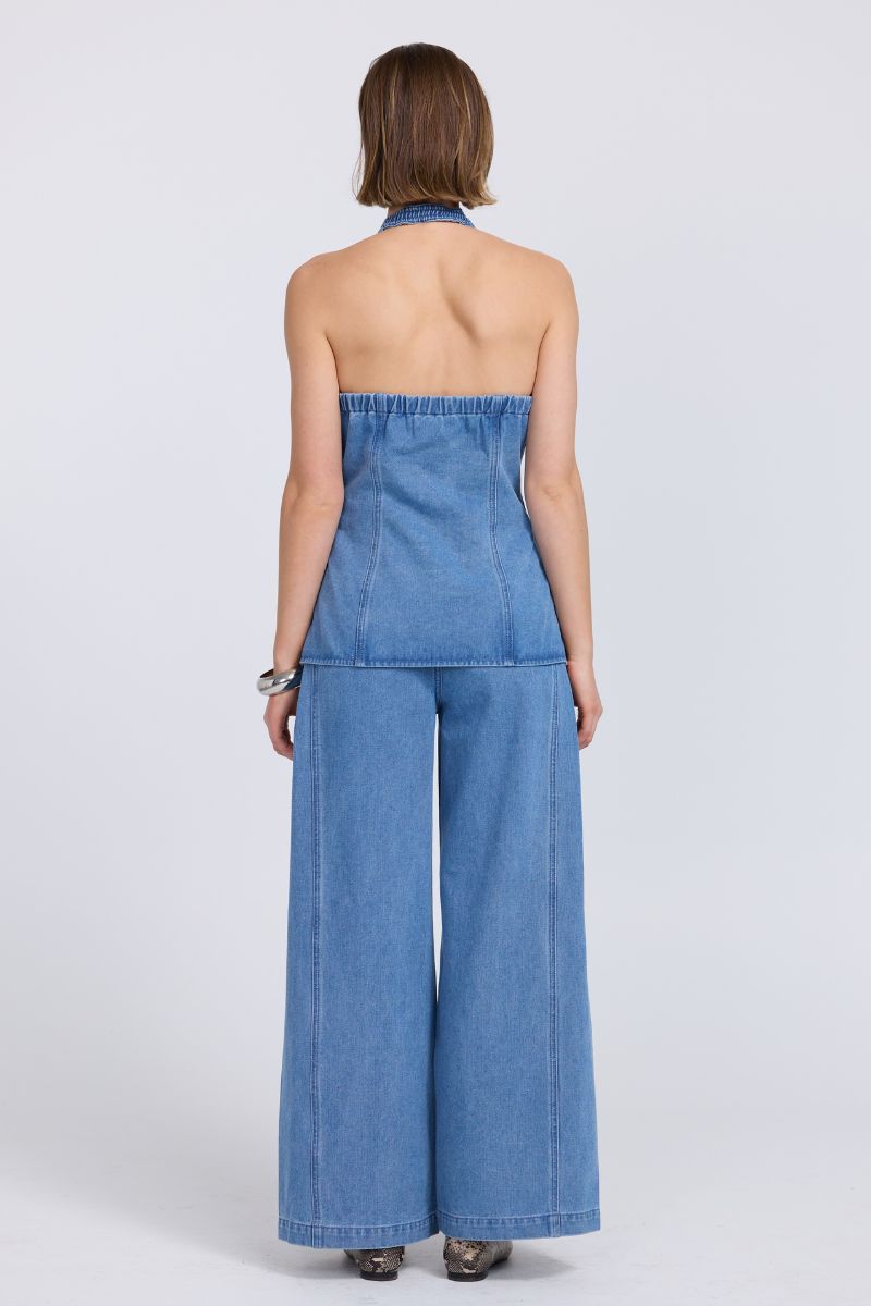 SOVERE EVERLEIGH HALTER VEST DENIM