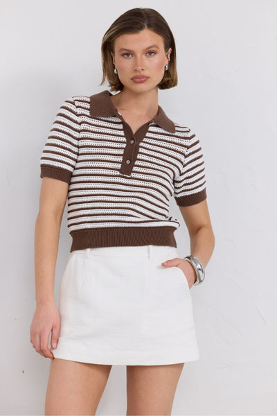 SOVERE STUDIO PETRA POLO KNIT TOP