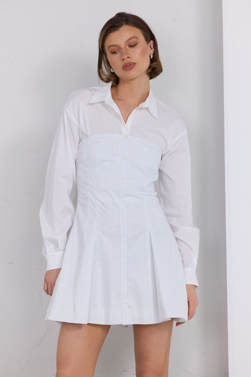 SOVERE STUDIO PERPETUAL SHIRT DRESS WHITE