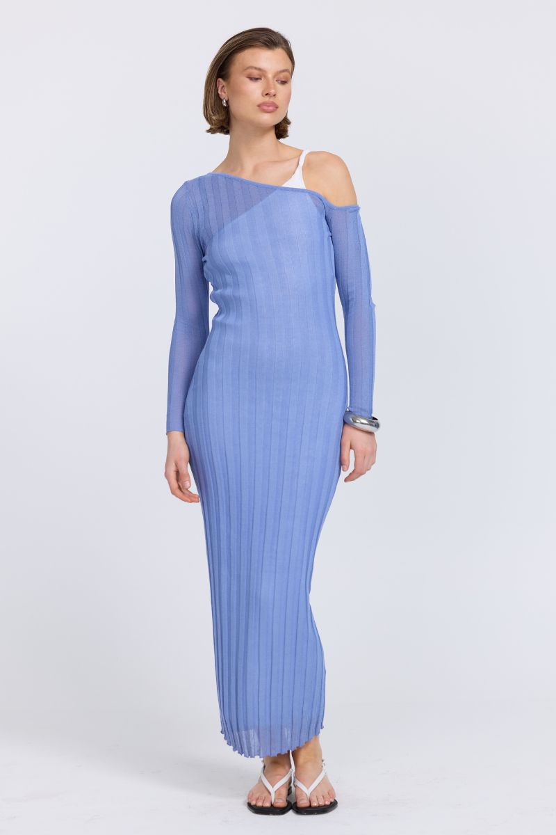 SOVERE DUALITY KNIT DRESS PACIFIC BLUE OFF WHITE