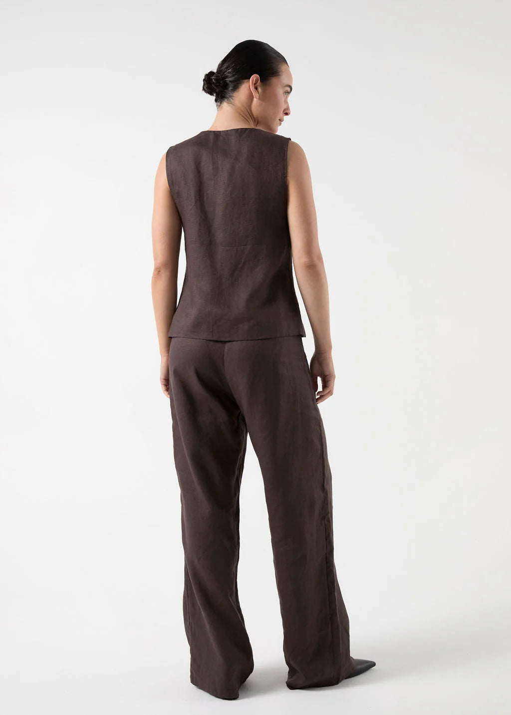 BISK THE LABEL MINNIE PANT CHOCOLATE linen