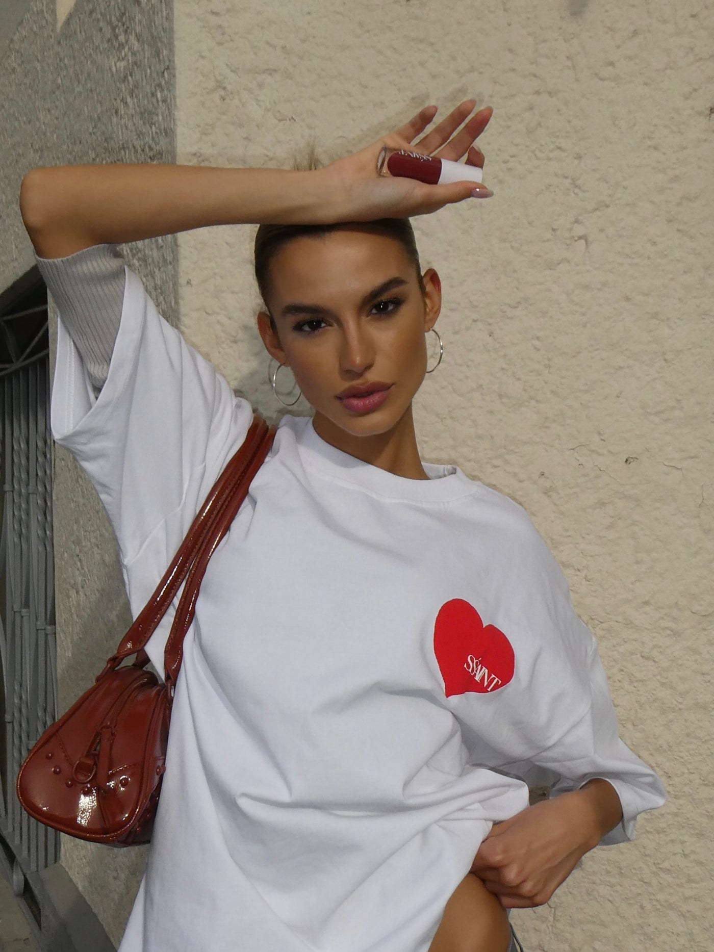 SŚAINT HEART TEE WHITE/RED | BABY LEMONADE STORE