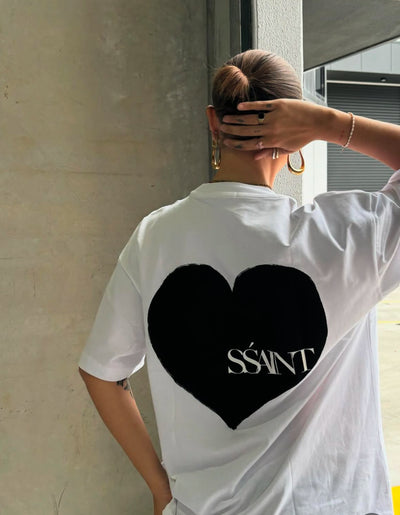 SŚAINT HEART TEE WHITE/BLACK| BABY LEMONADE STORE