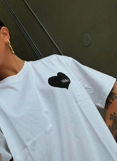 SŚAINT HEART TEE WHITE/BLACK| BABY LEMONADE STORE