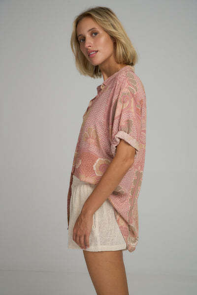 LILYA printed rayon HUTTON SHIRT BATIK ROSE |BABY LEMONADE STORE