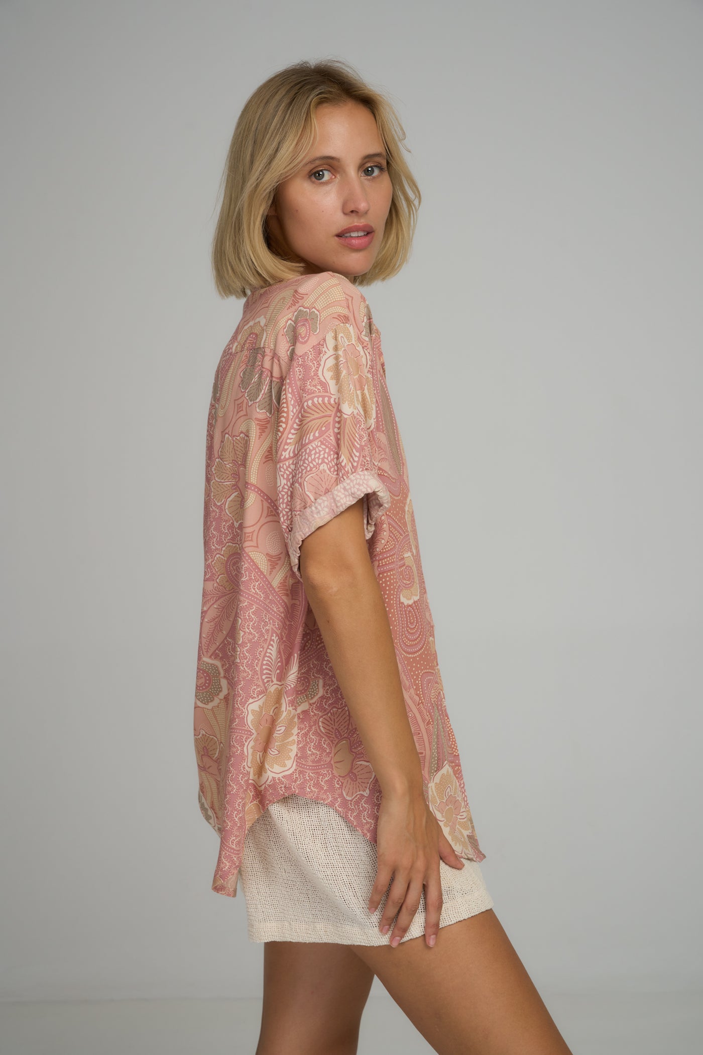 LILYA printed rayon HUTTON SHIRT BATIK ROSE |BABY LEMONADE STORE