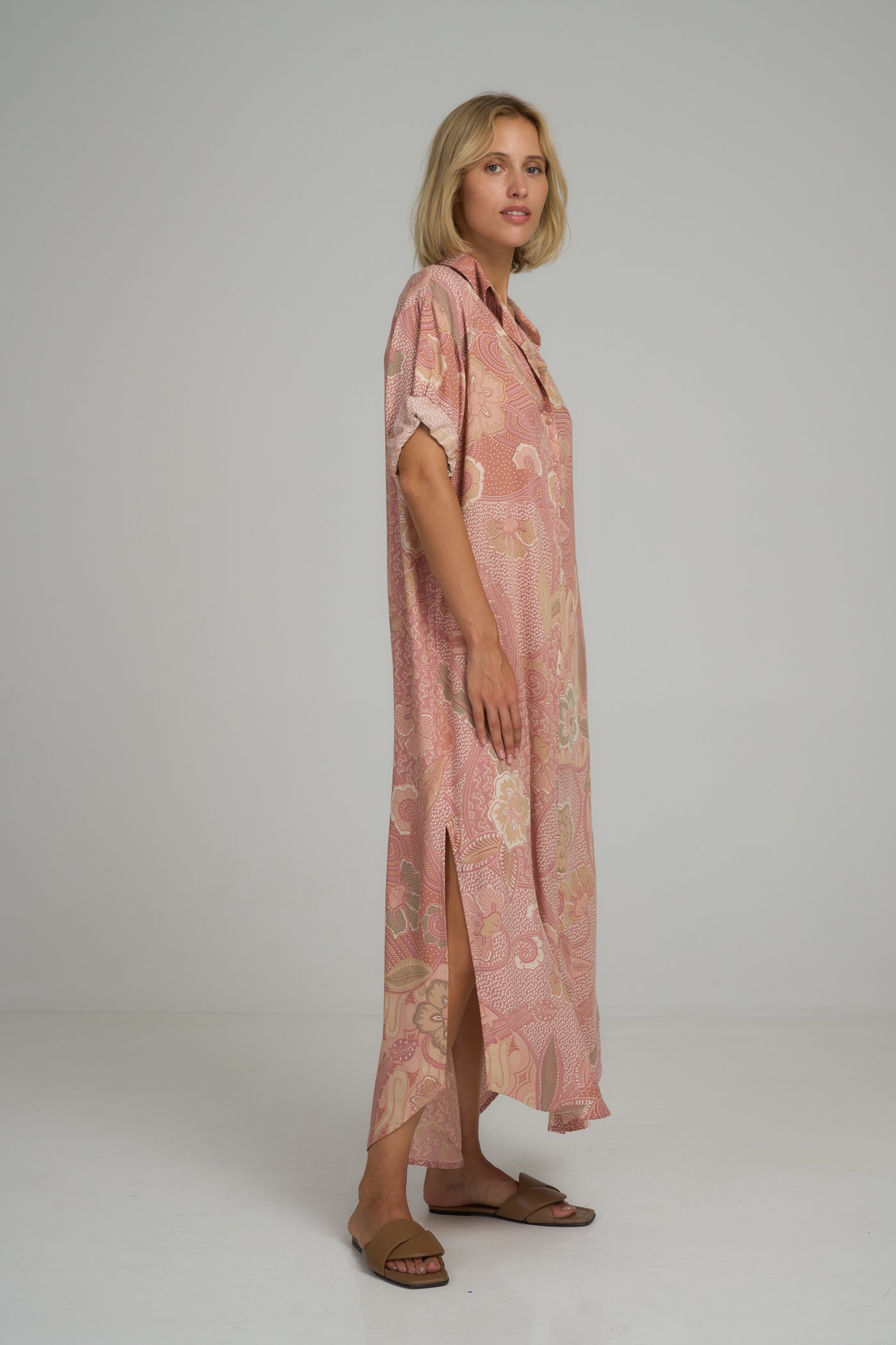 LILYA printed rayon HUTTON SHIRT DRESS BATIK ROSE |BABY LEMONADE STORE