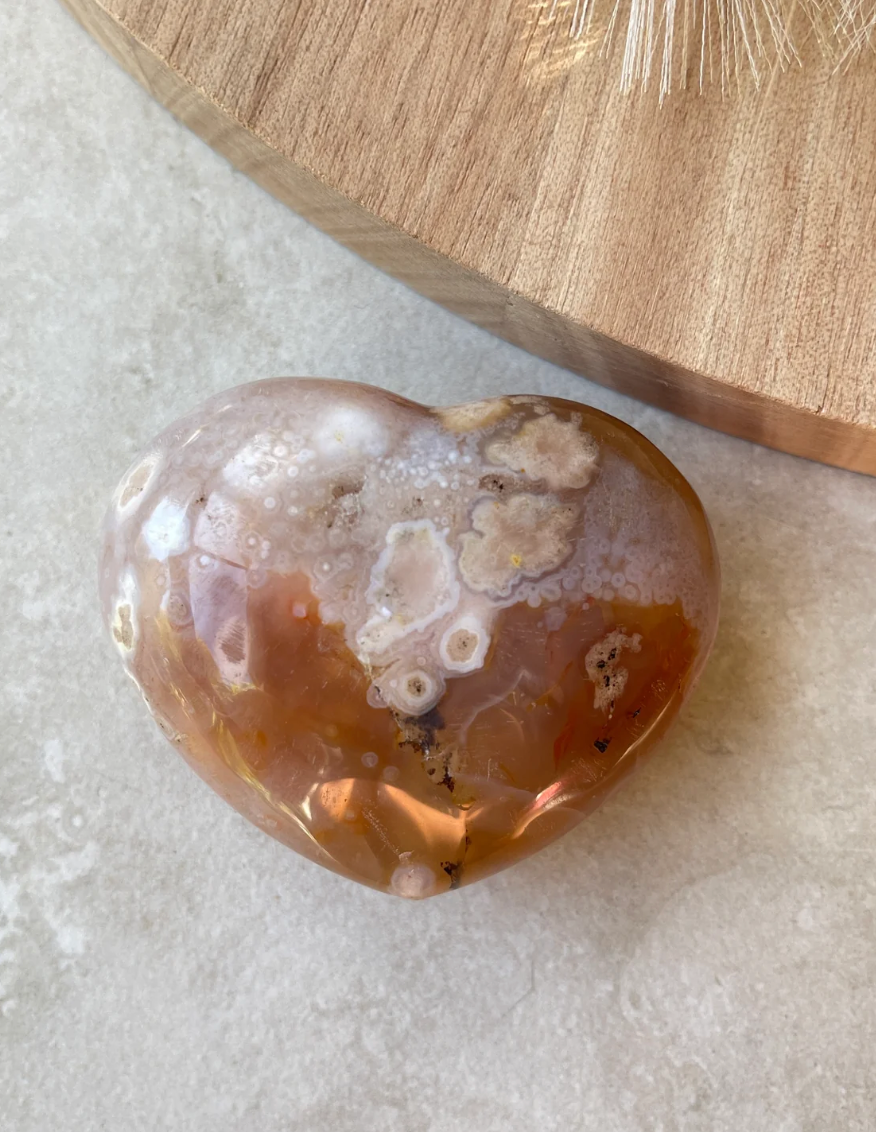 AGATE CHERRY BLOSSOM HEART CRYSTAL